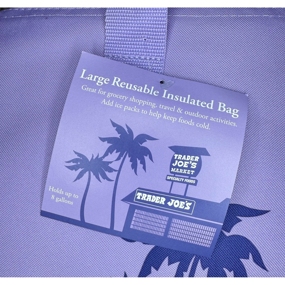 Trader Joe's Large Reusable Insulated Shopping Bag Lavender Purple 8 Gallon NEW - Picture 2 of 6